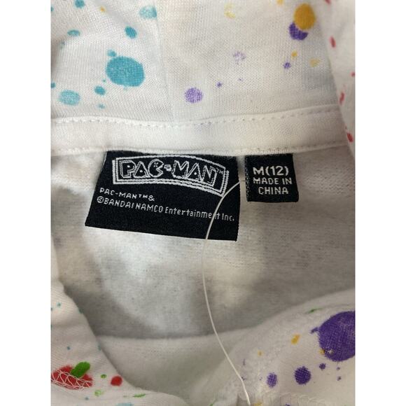 Pacman Arcade Game High Scorer Hoodie Rainbow Dots Sweatshirt M(12) Juniors Tag - Picture 3 of 8